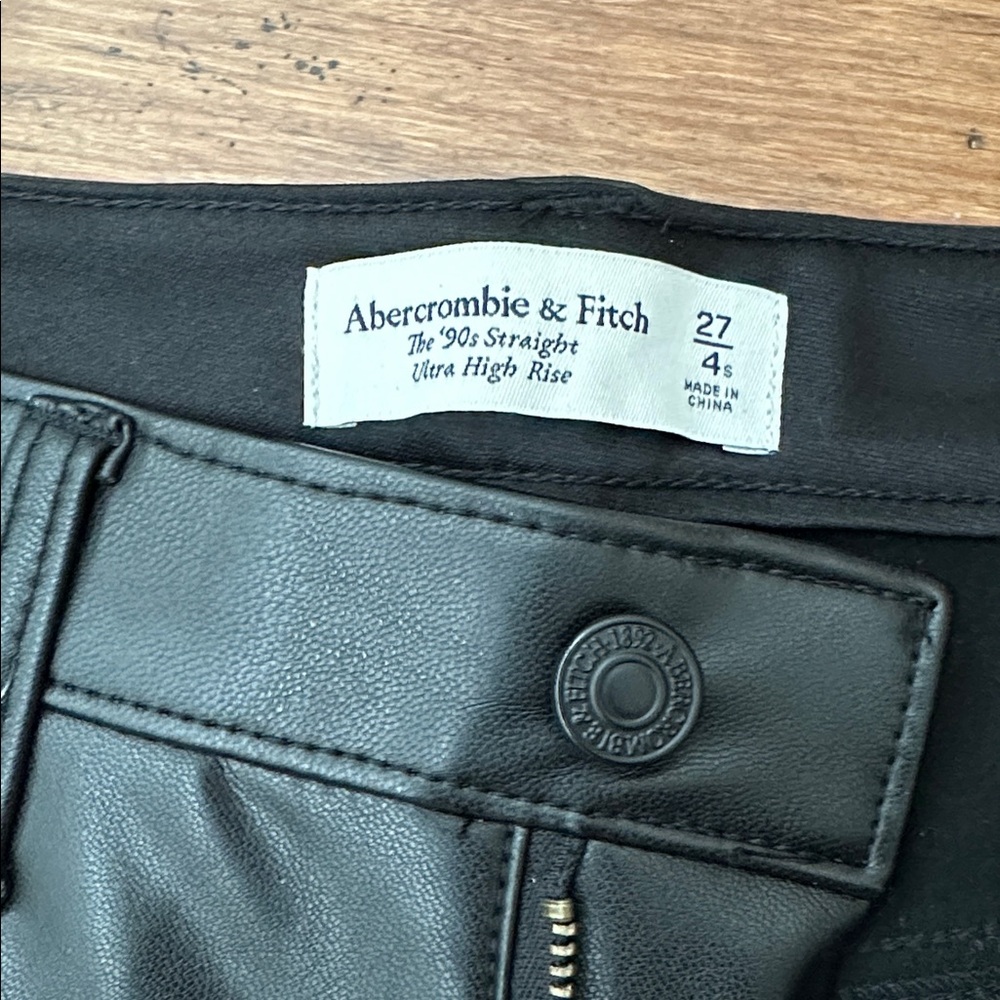 Abercrombie & Fitch Black Leather Pants - Straight Leg Women Size 27 - Picture 7 of 9